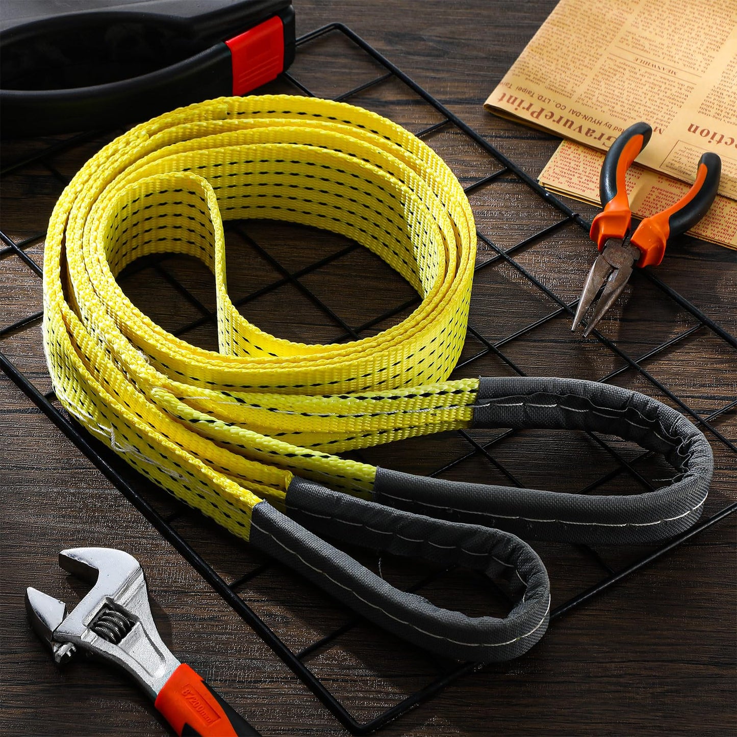 Vincreem 4 Pcs 2'' x 10' 14000lb Lift Sling Straps Heavy Duty Web Slings Straps Polyester Nylon for Hoist Car Outdoor Using