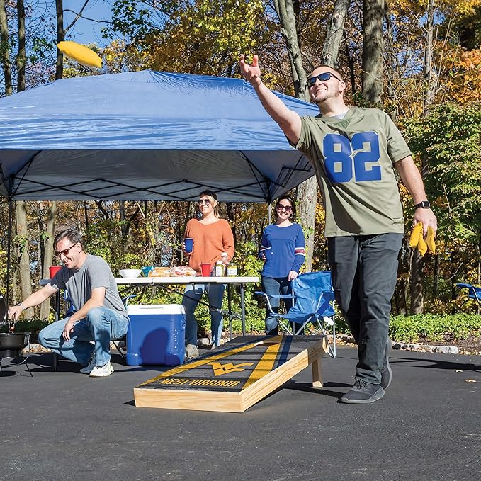 Wild Sports NCAA College 2' x 4' Wood Direct Print Tournament Cornhole Set, 8 Bean Bags, Vintage Triange Design - Tailgate, Outdoor, Backyard