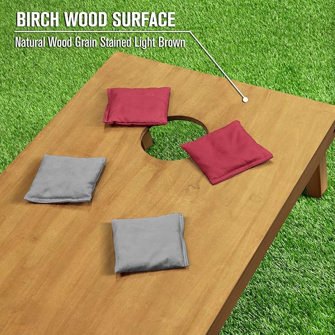 GoSports 4 ft x 2 ft Regulation Size Wooden Cornhole Boards Set - Includes Carrying Case - Full Regulation Size Bean Bag Toss Boards