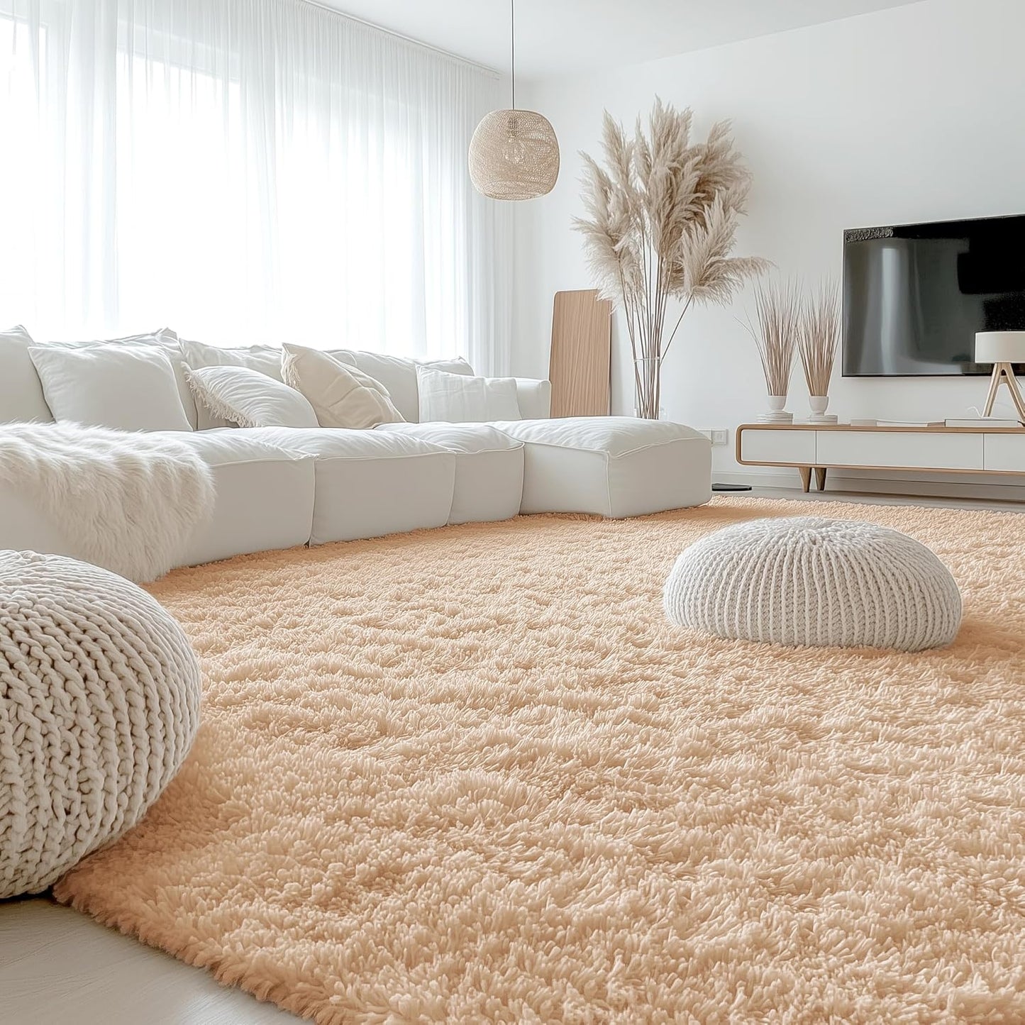 OLANLY Large Area Rug - Soft Fluffy Shaggy Carpet for Living Room & Bedroom | 9x12 Beige
