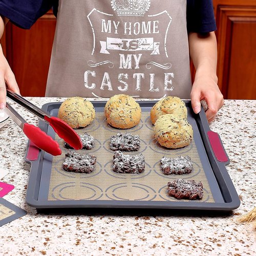 GUANCI Silicone Baking Mat Set of 4 - Non-Stick, Reusable Bakeware for Pizza, Macarons, Cookies | Grey