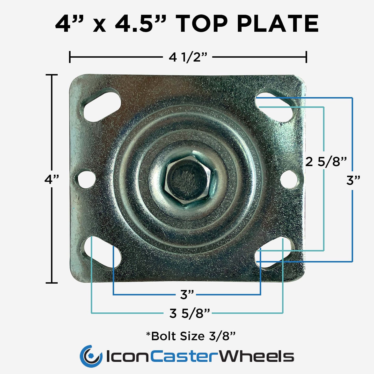 IconCasterWheels 6 inch PRO-TECH Polyurethane Non-Marking Heavy Duty Swivel Caster Wheels Set of 4-4 Swivel, 4" x 4.5" Top Plate, Industrial Plate Casters, 3600 LBS Load Capacity Per Set, Red