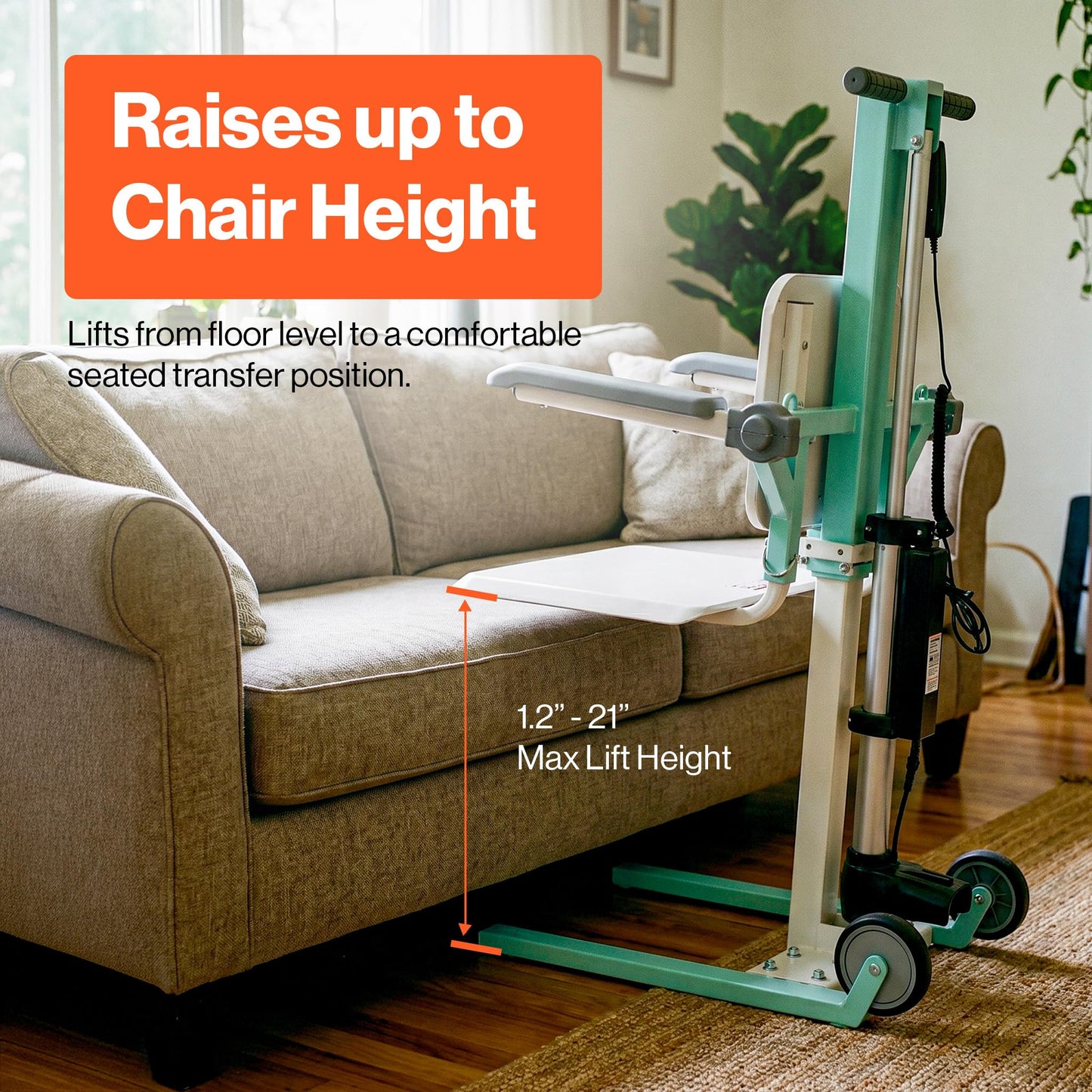 SuperHandy GoRise FC Electric Floor to Chair Lift for Seniors and People with Disabilities - 400 Lbs Capacity, Seating Transfer Assistance, Magnetic Remote [Patent Pending]