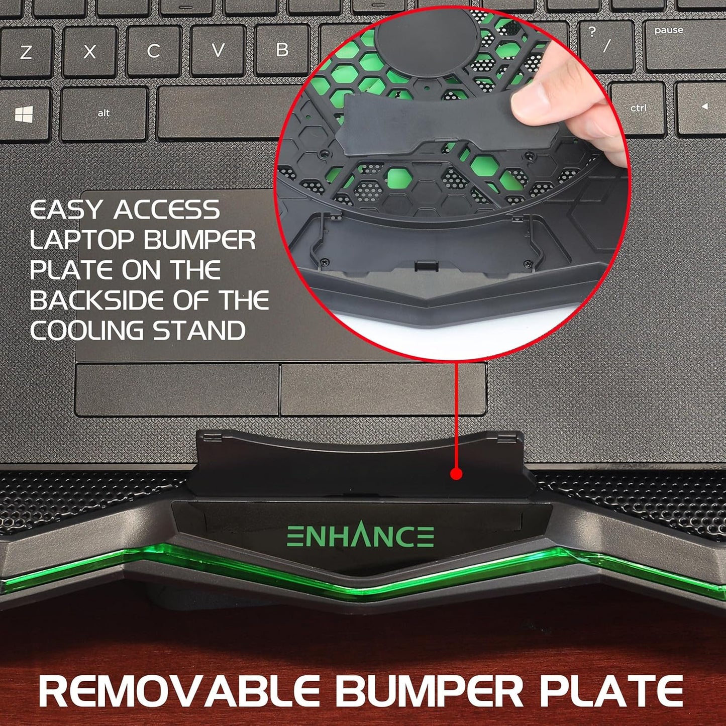 ENHANCE 5 7 Settings 17 inches 1 800 Cryogen Gaming Laptop Cooling Pad Stand - Laptop Cooler with Adjustable Height