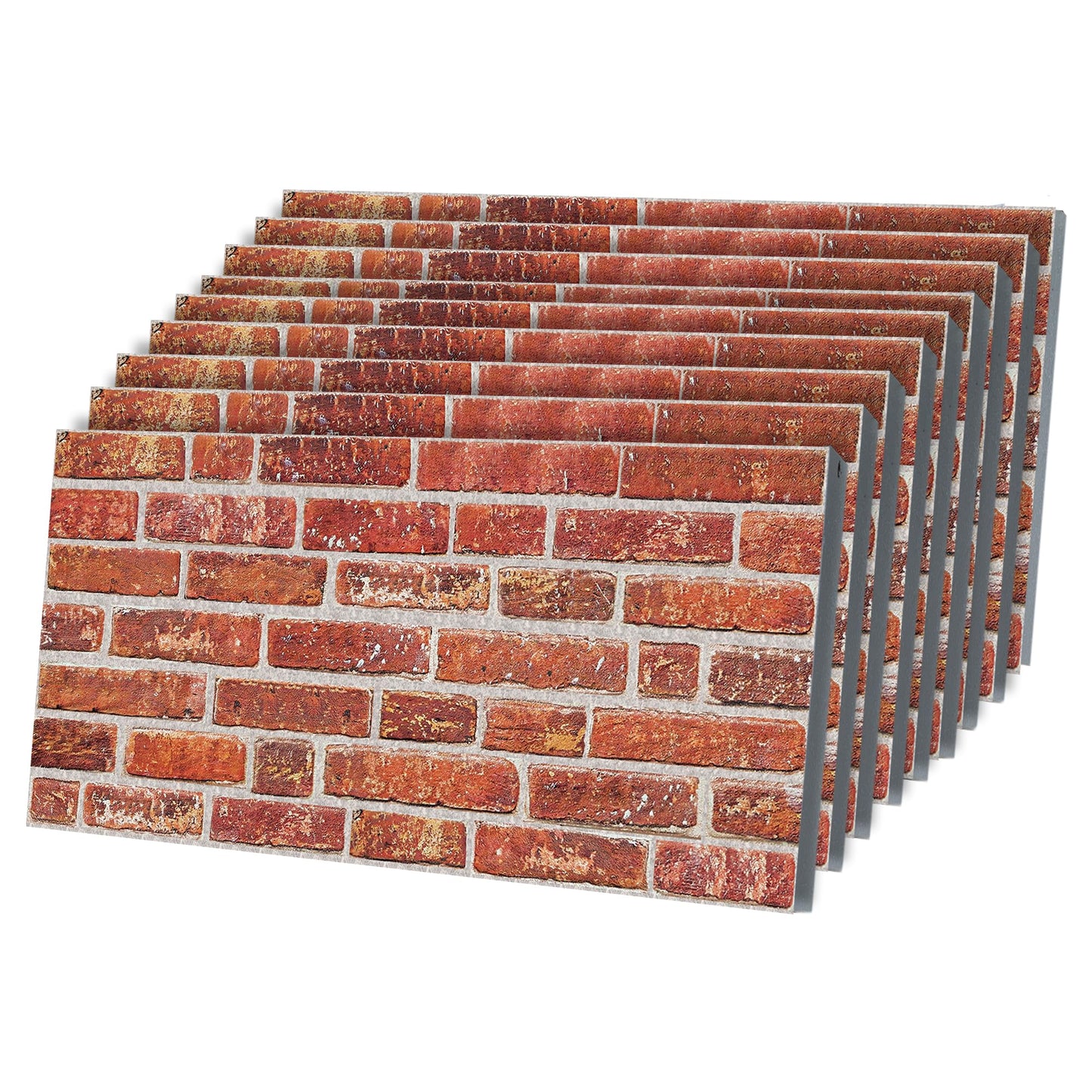 3D Faux Brick Wall Panels – Lightweight Styrofoam Cladding for Interior & Exterior Use | DIY Decorative Panels | 9 Pack (40"x20") | Ideal for Living Room, Kitchen, Outdoor Walls Vermilion