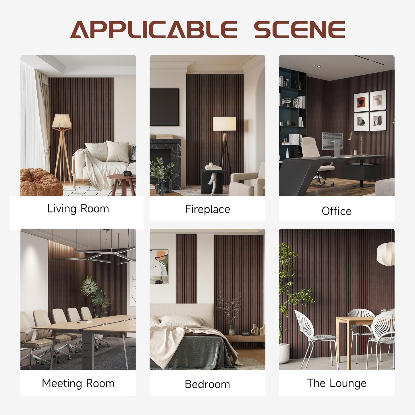 POHARE Wood Slat Wall Panels, 2 Pack 8 x 1 ft Decorative Wood Panels for Wall,Stylish Wall Panels for Interior Wall Decor, Modern Acoustic Wood Wall Panels with Felt Backing, Walnut