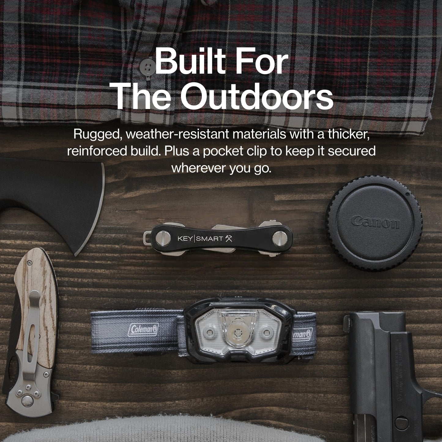 KeySmart Rugged - Multitool Key Holder for Keychain w/Bottle Opener and Pocket Clip, Organizer for Keys, EDC Keychains, Ring for Car Fobs Key Chains, Expandable (Up to 14 Keys, Black)