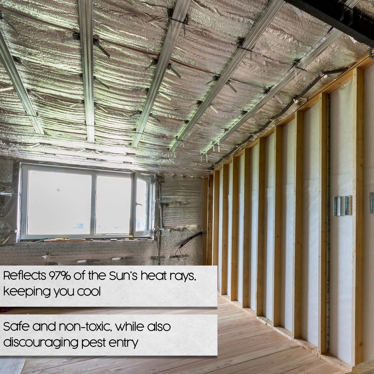 Houseables Radiant Barrier, Radiant Barrier Insulation Roll, Attic Insulation, 1000 Sq Ft, 250'x4', House Wrap, Reflective Foil, Attic Foil, Double Reflective Heat Shield, Perforated Aluminum, Thermal