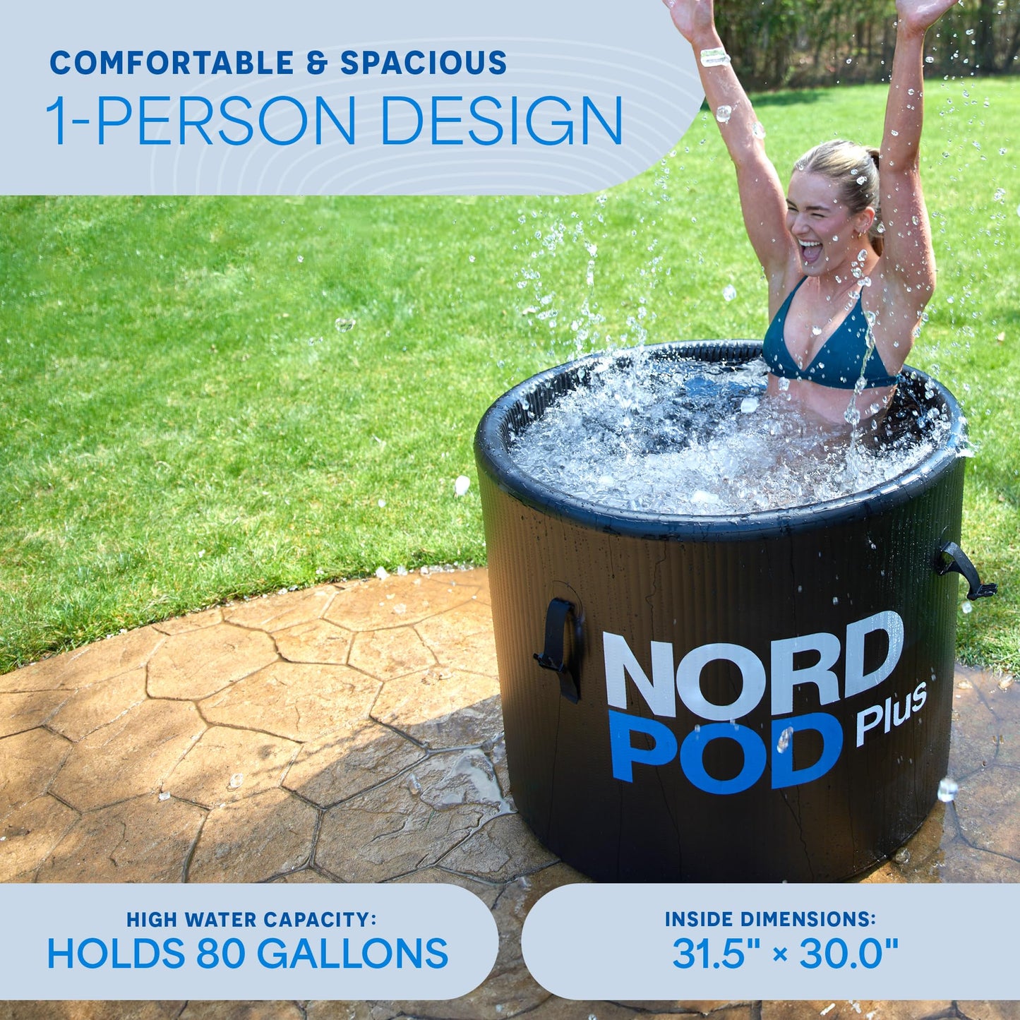 LifePro NordPod Plus Recovery Ice Tub – Portable Cold Plunge Tub with Drop-Stitch Construction – Ice Bath Tub for Athletes – Cold Water Therapy Tub for Ice Bath Recovery with Inflatable Lid & Air Pump