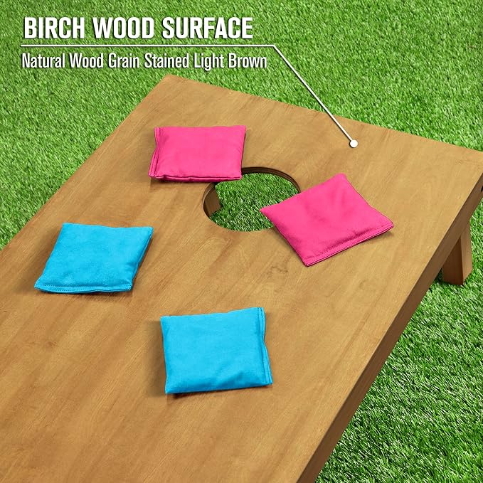 GoSports 4 ft x 2 ft Regulation Size Wooden Cornhole Boards Set - Includes Carrying Case - Full Regulation Size Bean Bag Toss Boards