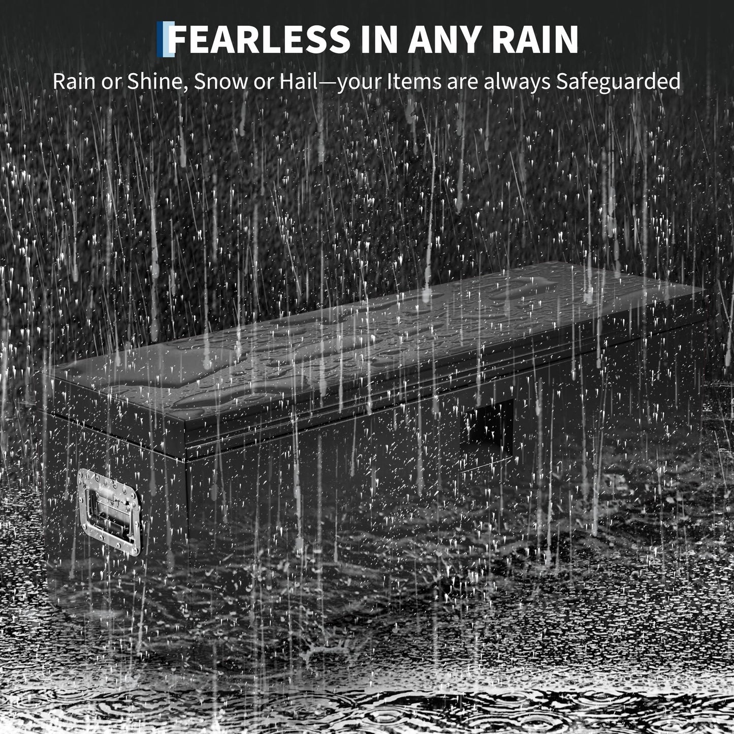 Heavy Duty Truck Bed Toolbox, Steel Truck Tool Box with Dual Lift Lids, Lockable & Weatherproof, Gas Struts, Universal Mounting for Pickup Truck Bed, RV & Trailer, Powder‑Coated Tool Storage Chest