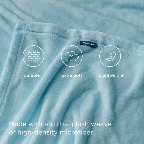 Bedsure GentleSoft Fleece Throw Blanket - Cozy River Blue Plush Blanket for Couch, 50x70 Inches