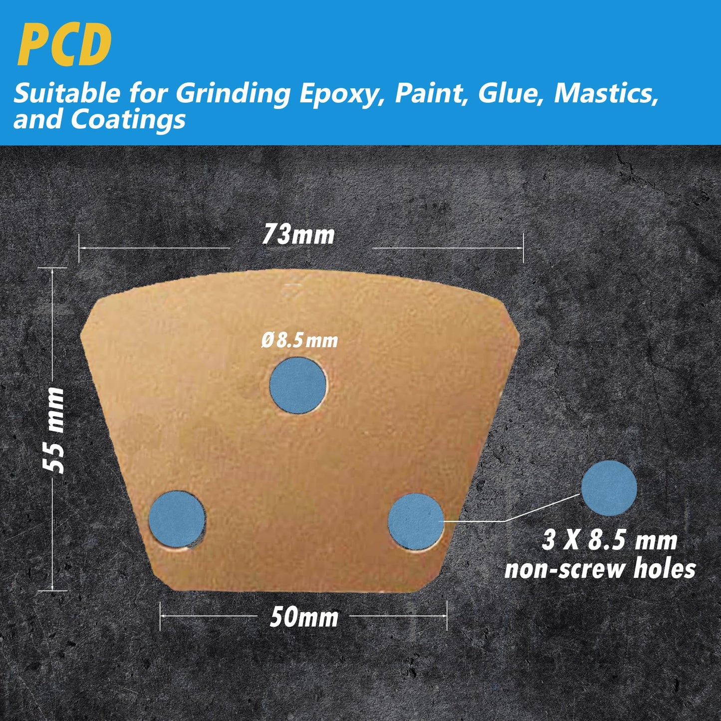 Trapezoidal Diamond Grinding Discs for Iron Horse, Warrior, XtremePolishing & ASL Grinders, PCD Clockwise, Set of 3PCS