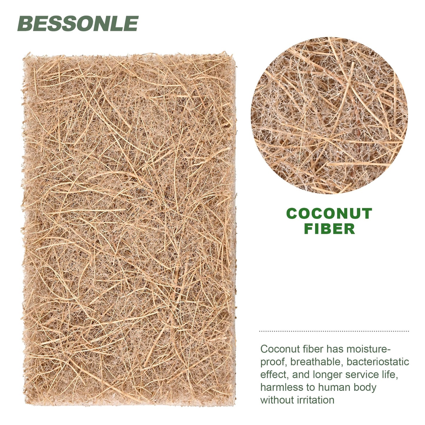 BESSONLE 24 Pack Natural Scouring Pads - Heavy Duty Scrubbing Pads for Dishes - Non-Scratch - Reusable - Natural, Eco-Friendly, Biodegradable Sisal Fibers Sponges for Dishes, Compostable