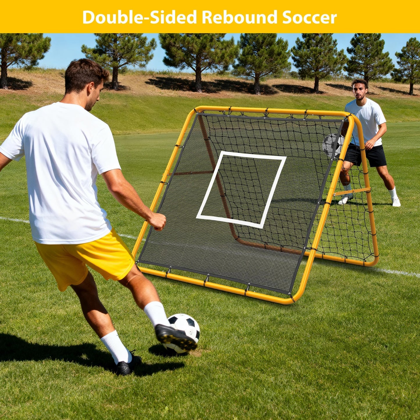 GarveeLife Adjustable Multi-Sport Rebounder Net for Soccer, Baseball, and Softball, Training Net for Passing, Throwing, and Ball Control, Portable for Backyard or Field Use