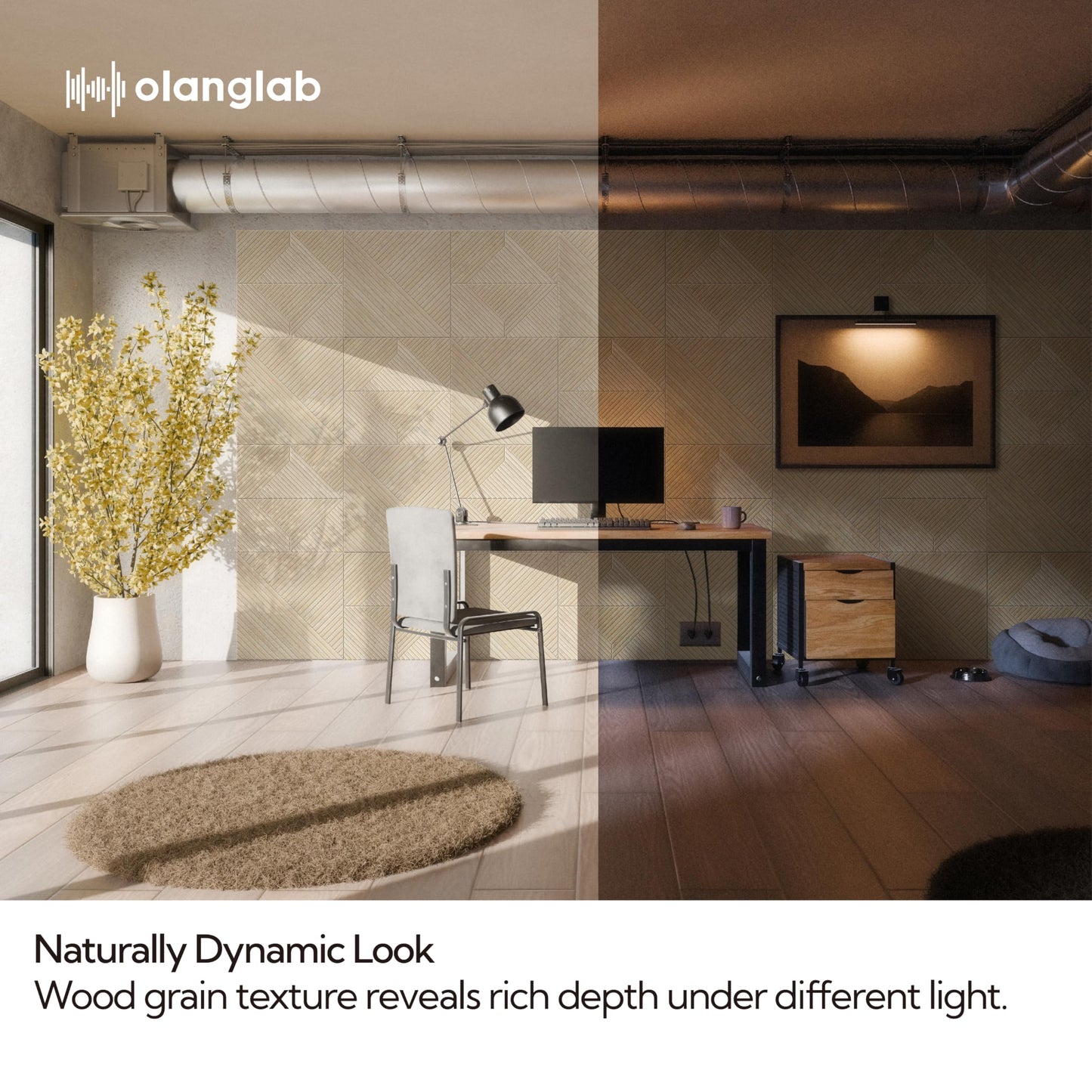 Olanglab Peel and Stick Wall Panels 6 Pack, 23.6" x 23.6" Acoustic Panels Sound Absorbing, Decorative Acoustic Wall Panels for Home Studio and Office, Light Natural Oak Pattern, Style C