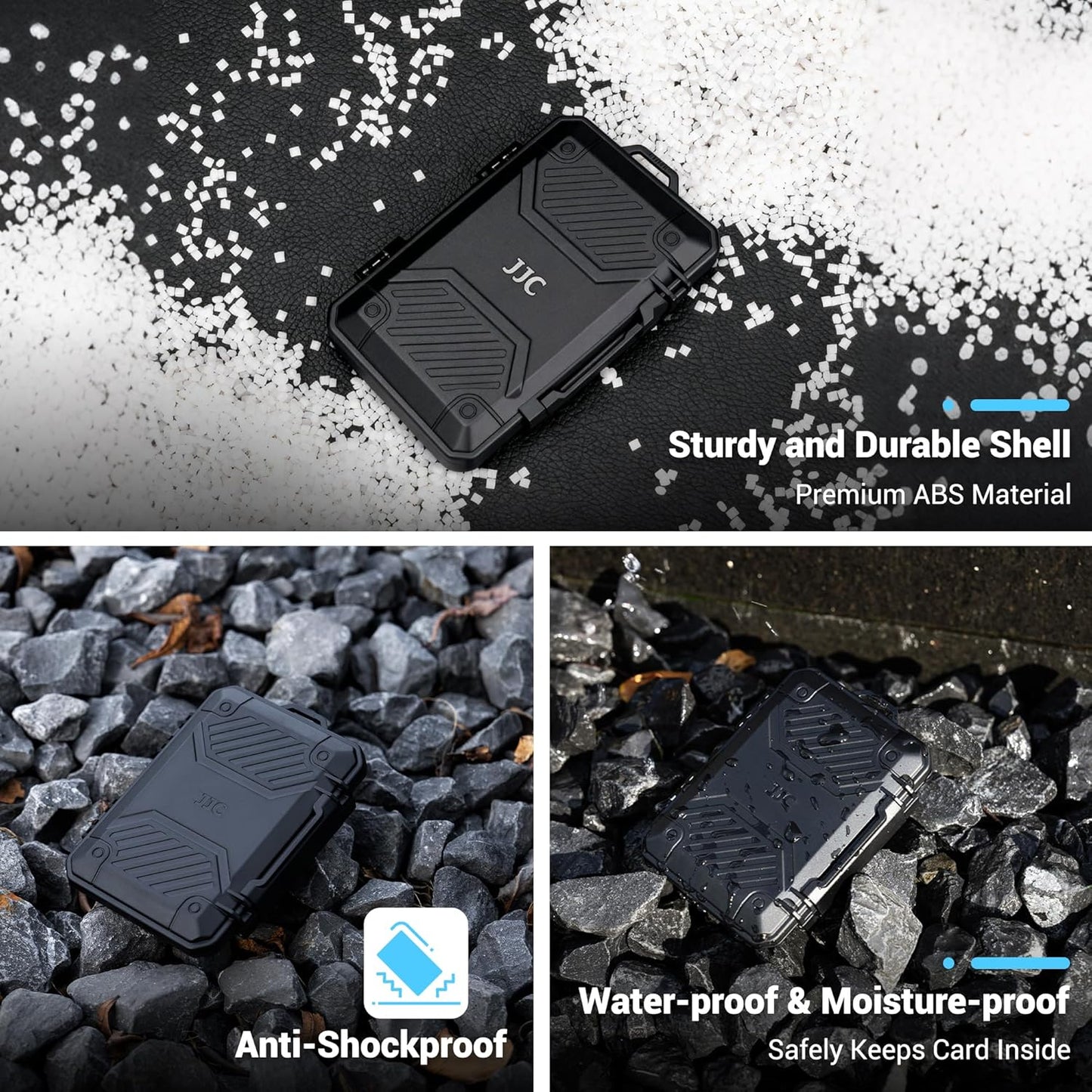 JJC 8 12 2 IP67 Slim Memory Card Case for SD TF and Nano SIM Cards, Waterproof Anti-Shock Anti-Dust, Compact Size