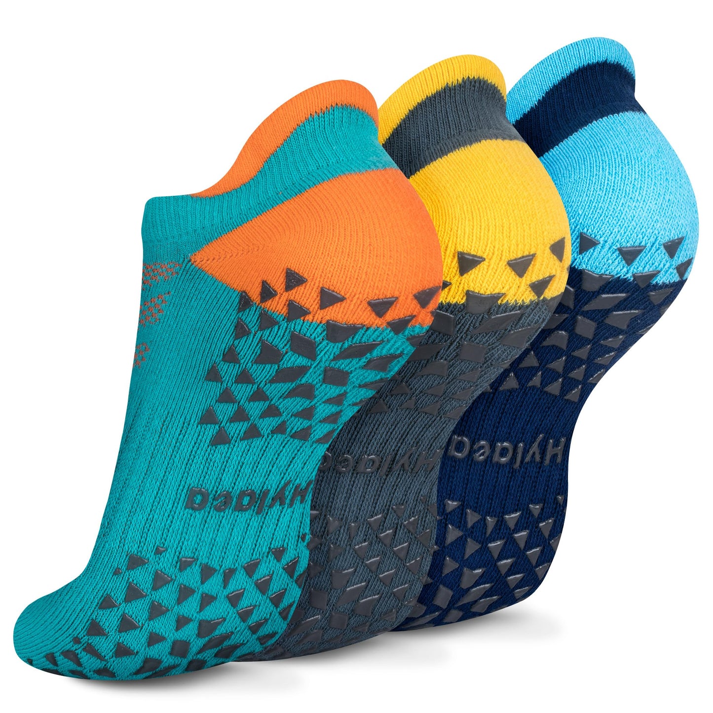 Hylaea Womens & Mens Non Slip Gripper Socks with Cushion for Yoga Pilates Barre Home Hospital Socks Dark Blue Green Small Medium