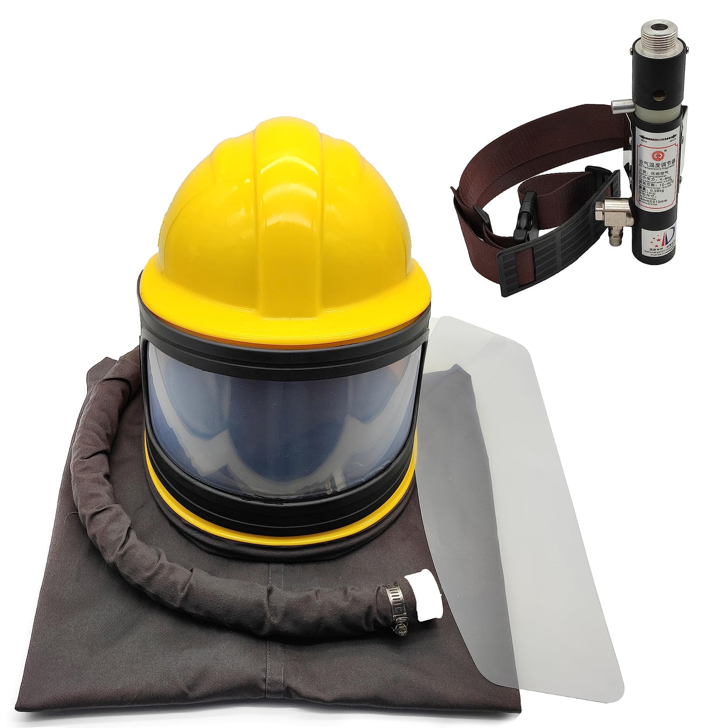 Sandblaster Helmet Safe Air Feed Sand Blast Helmet Shoulder Protective Sand Blast Hood Protector Sandblasting Thermostat 5 Pieces Outer Lenses (Yellow)
