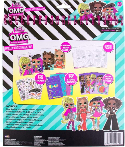 Horizon Group USA DIY Craft Kit | LOL OMG Make-Up Artist Magazine with 130 Stencil Designs & 200 Stickers