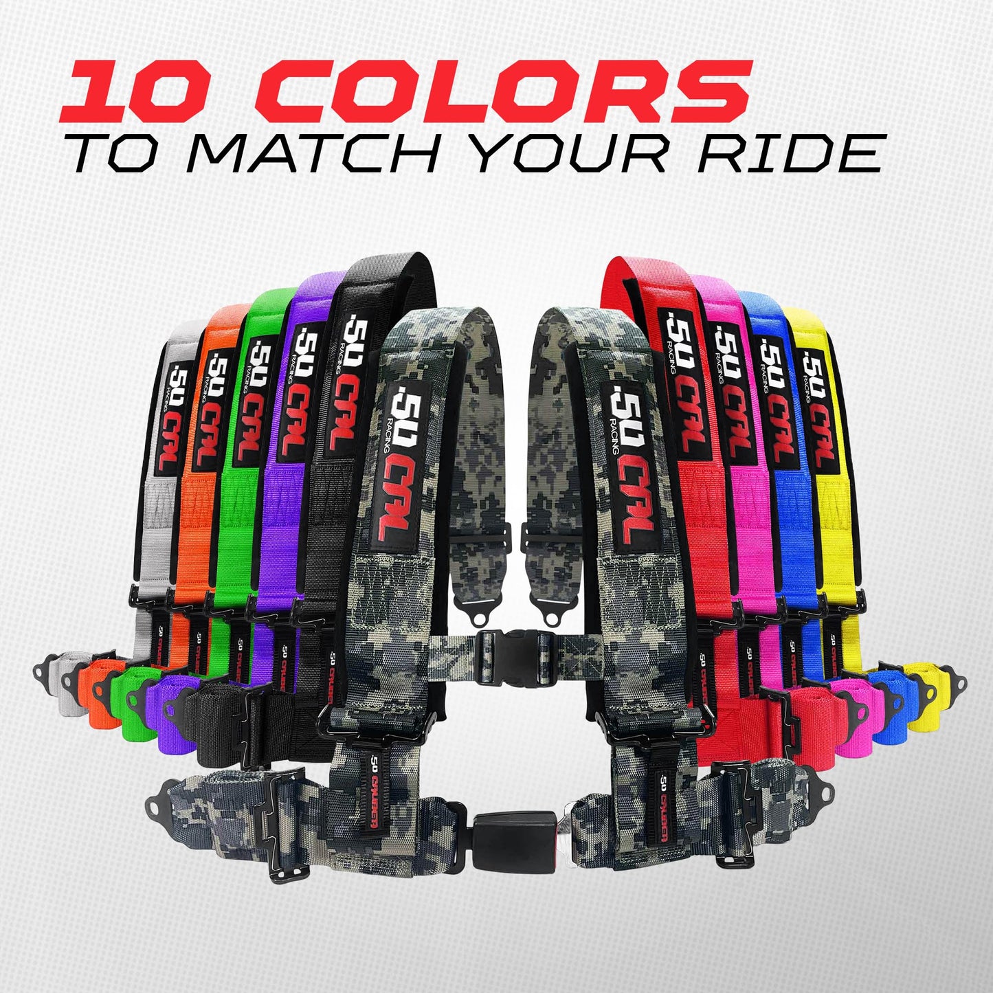 50 Caliber Racing 1pc 2" Purple 4 Point Harness, Racing Harness 4 point with Push Button Release, UTVs, Race Cars and Trucks [6036]