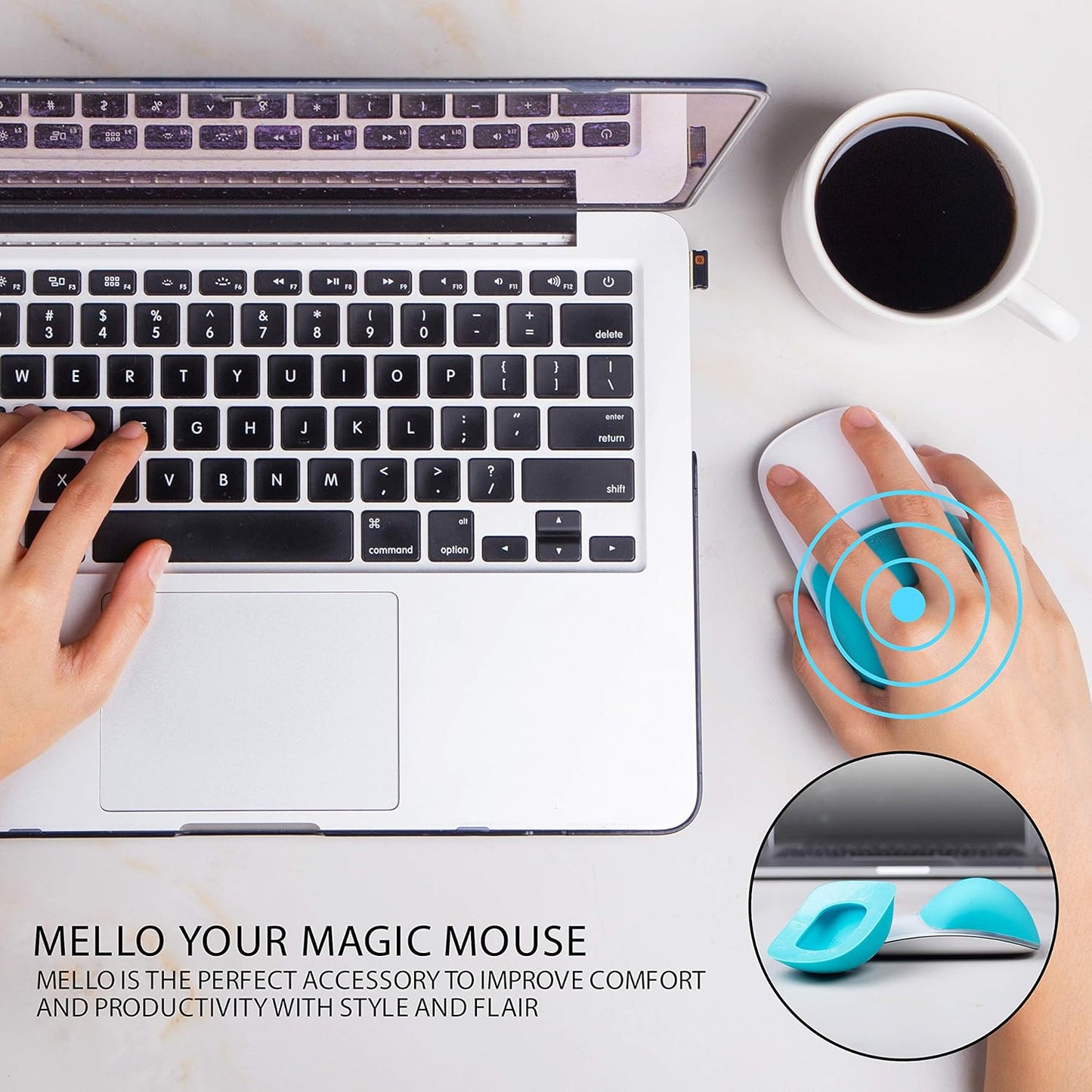 ELEMENTING 1 2 Mello Silicone Cushion Compatible with Apple Magic Mouse & (Marshmello White)