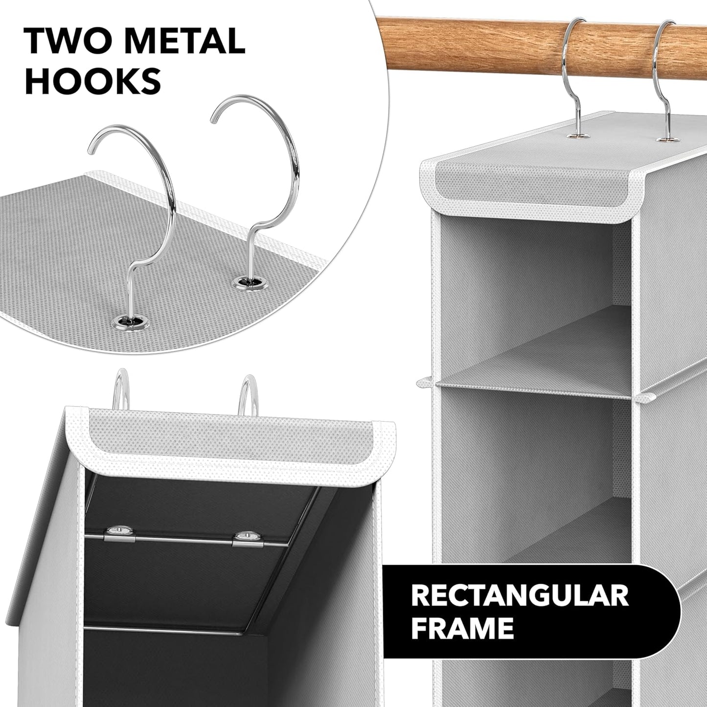 Simple Houseware 10-Shelf Hanging Organizer - Space-Saving Storage Solution | Gray, 2-Pack