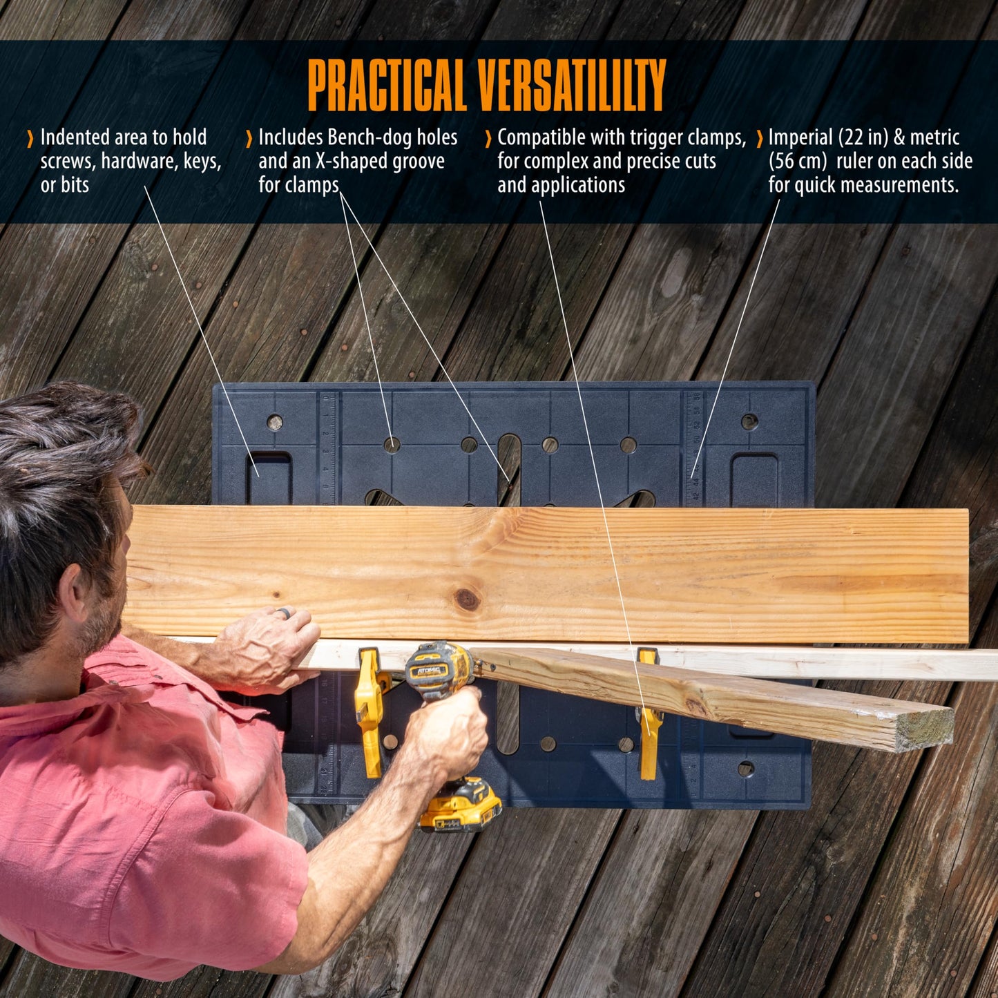 Express Folding Worktable, Easy Setup Portable Folding Workbench, 34" W x 24" D Lightweight Versatile Worktable with 1650 Lbs Load Capacity Work Benches for DIY Home Improvements Professional Worksite
