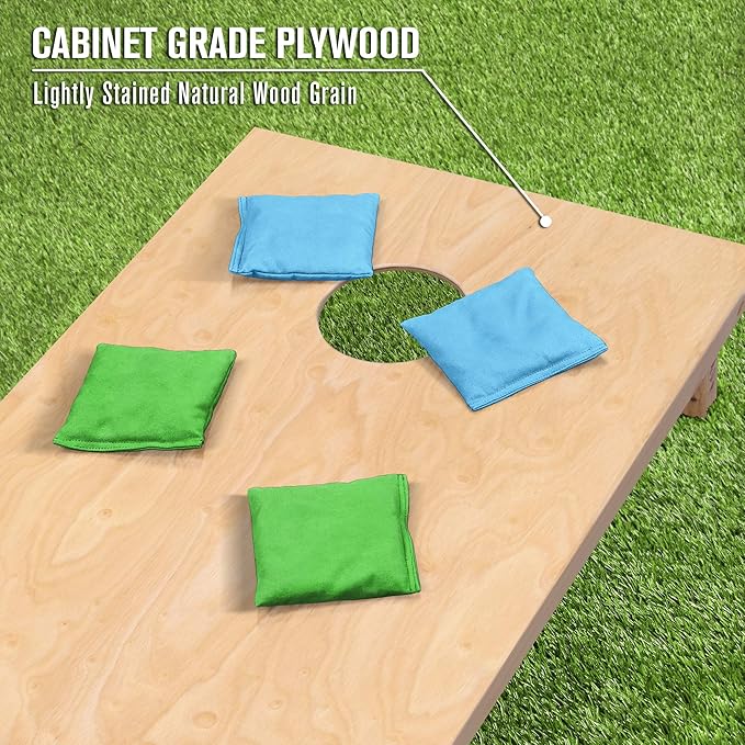 GoSports Regulation Size Wooden Cornhole Set with Natural Wood Finish - Includes Carrying Case