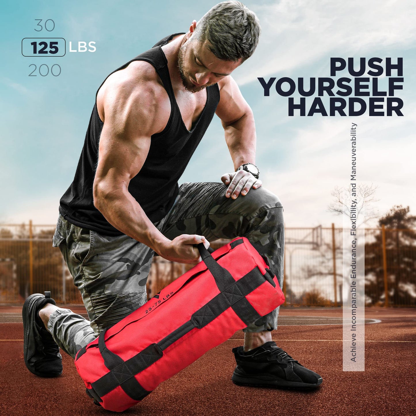 RDX Sandbag for Fitness Weights Training, Unfilled Power Bags with Handles, 5-200 LBs Adjustable Weighted Slam Bag for Strength Powerlifting Running Heavy Workout Home Gym Exercise, Sold AS UNFILLED