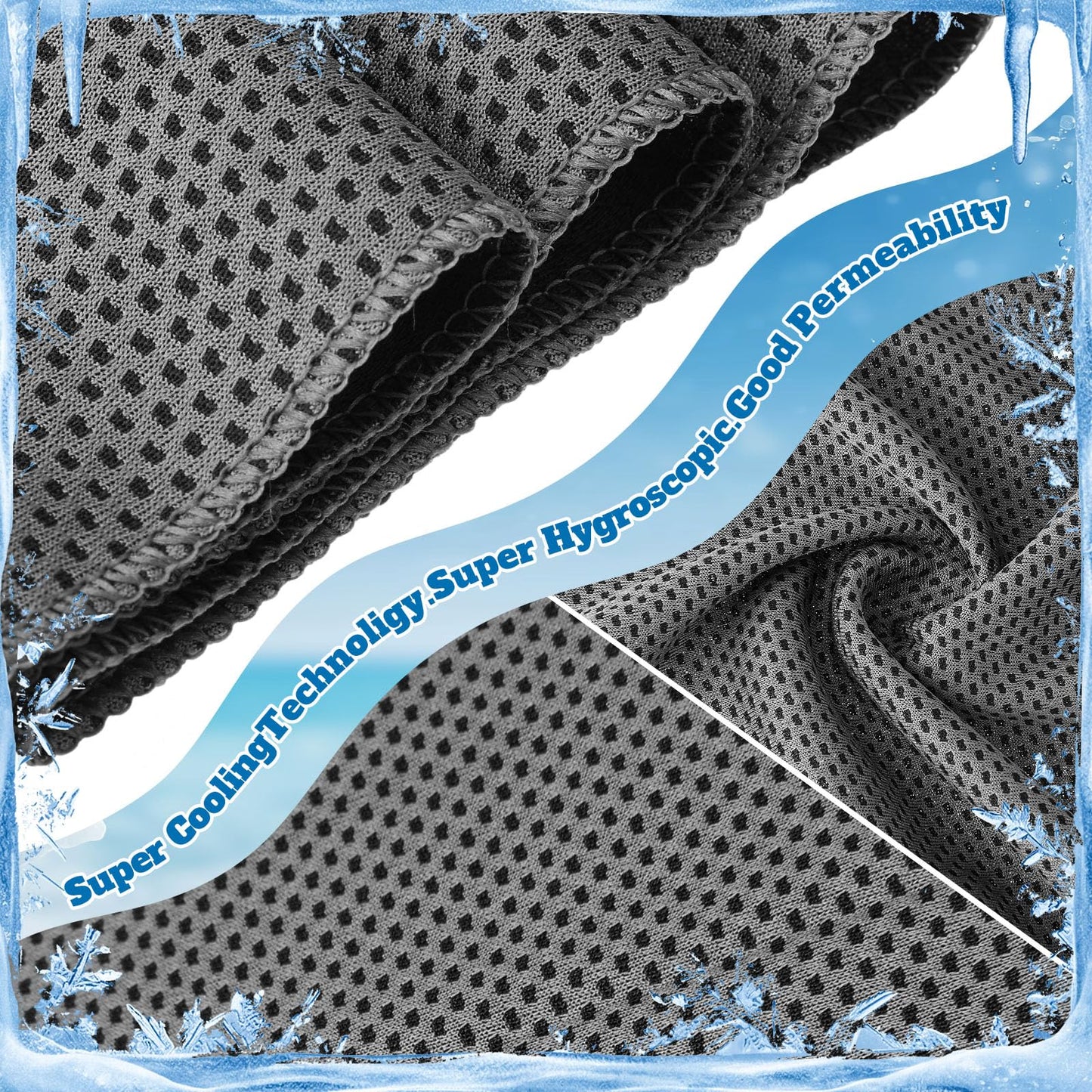 Honoson 12 Pcs Cooling Hooded Towels for Neck and Face UPF 50 Sun Protection Cooling Neck Wrap Breathable Ice Towels for Outdoor Work Running Fishing Gardening (Dark Gray,Dark Blue)
