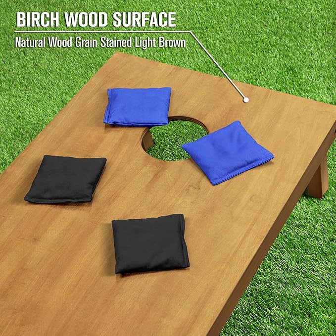 GoSports 4 ft x 2 ft Regulation Size Wooden Cornhole Boards Set - Includes Carrying Case - Full Regulation Size Bean Bag Toss Boards