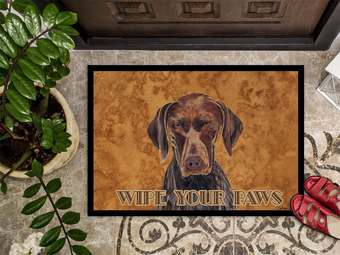 Caroline's Treasures SC9117JMAT German Shorthaired Pointer Wipe Your Paws Doormat 24x36 Front Door Mat Indoor Outdoor Rugs for Entryway, Non Slip Washable Low Pile, 24H X 36W