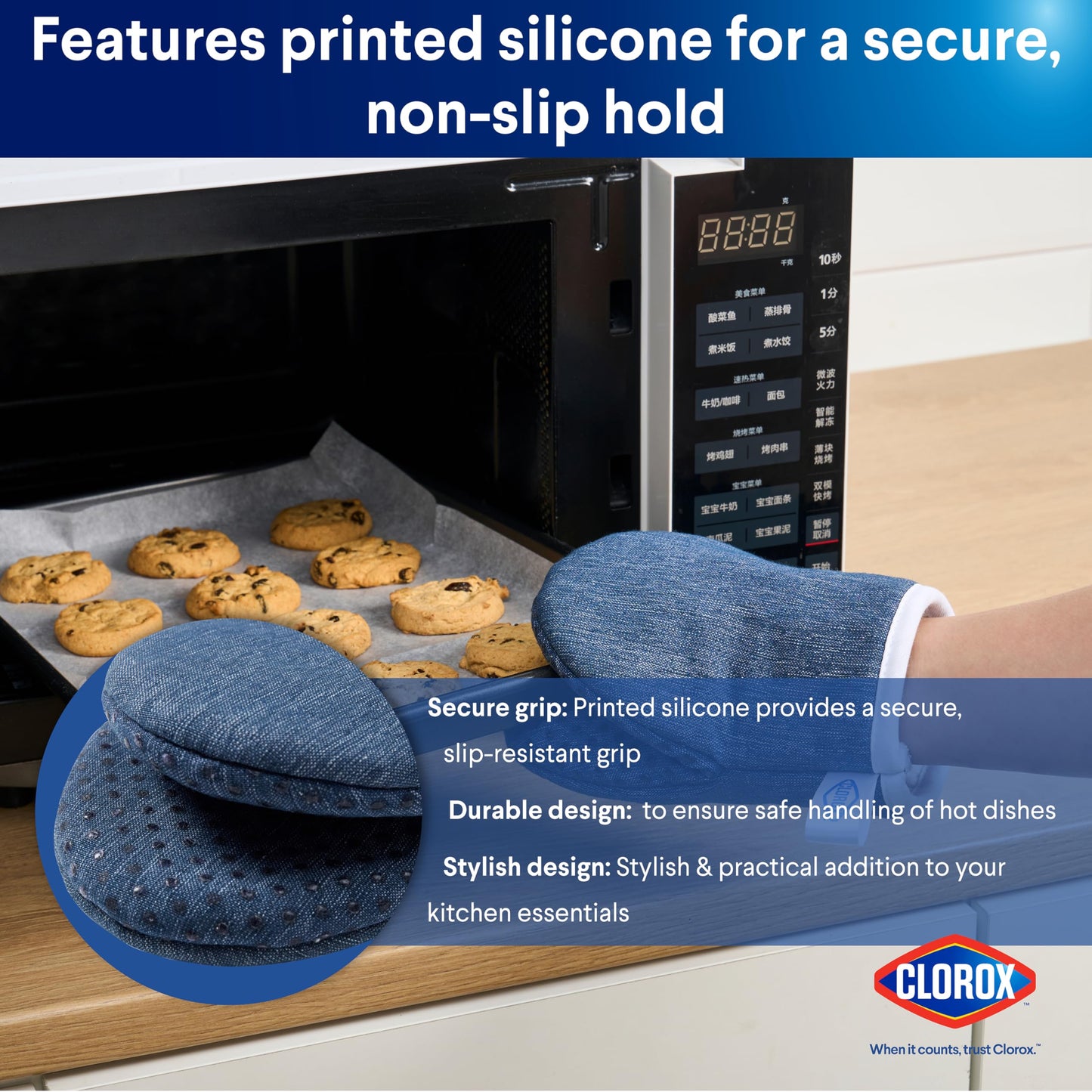 Clorox Premium Kitchen Set - Perfect for Home Cleaning & Handling Dishes - 2 Cotton Kitchen Towels, 2 Cotton Dishcloths, Mini Oven Mitt, Dish Drying Mat, 2 Scrubber Dishcloths - 8 Pc Set