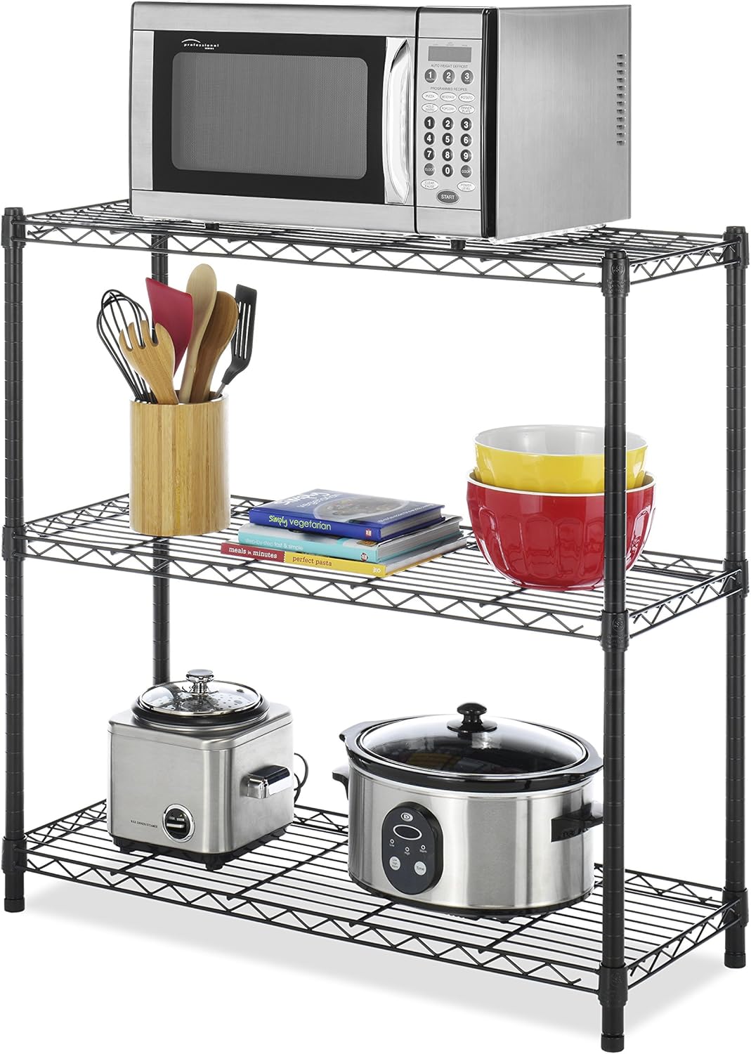 Whitmor 3 Tier Metal Shelving Unit - Heavy Duty Storage Shelves with 400 lbs Capacity Each | Adjustable, Easy Assembly, Black, 36"L x 14"W x 36"H
