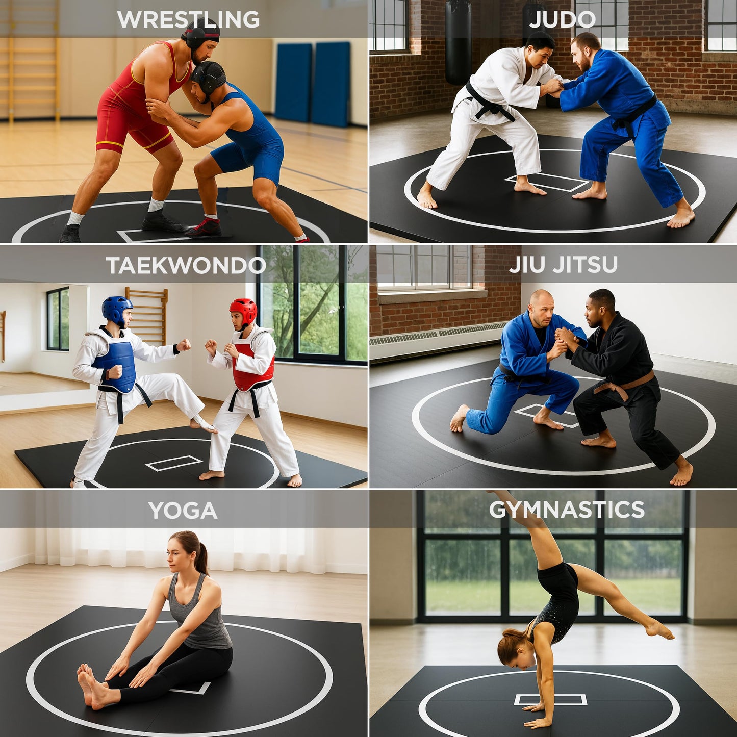 Wrestling Mat for Home 10x10 Feet MMA Mat to Practice BJJ Jiu Jitsu Judo Grappling Boxing Taekwondo with 3cm Foam Protection Antislip Waterproof Odor Control Foldable Mat Black Color