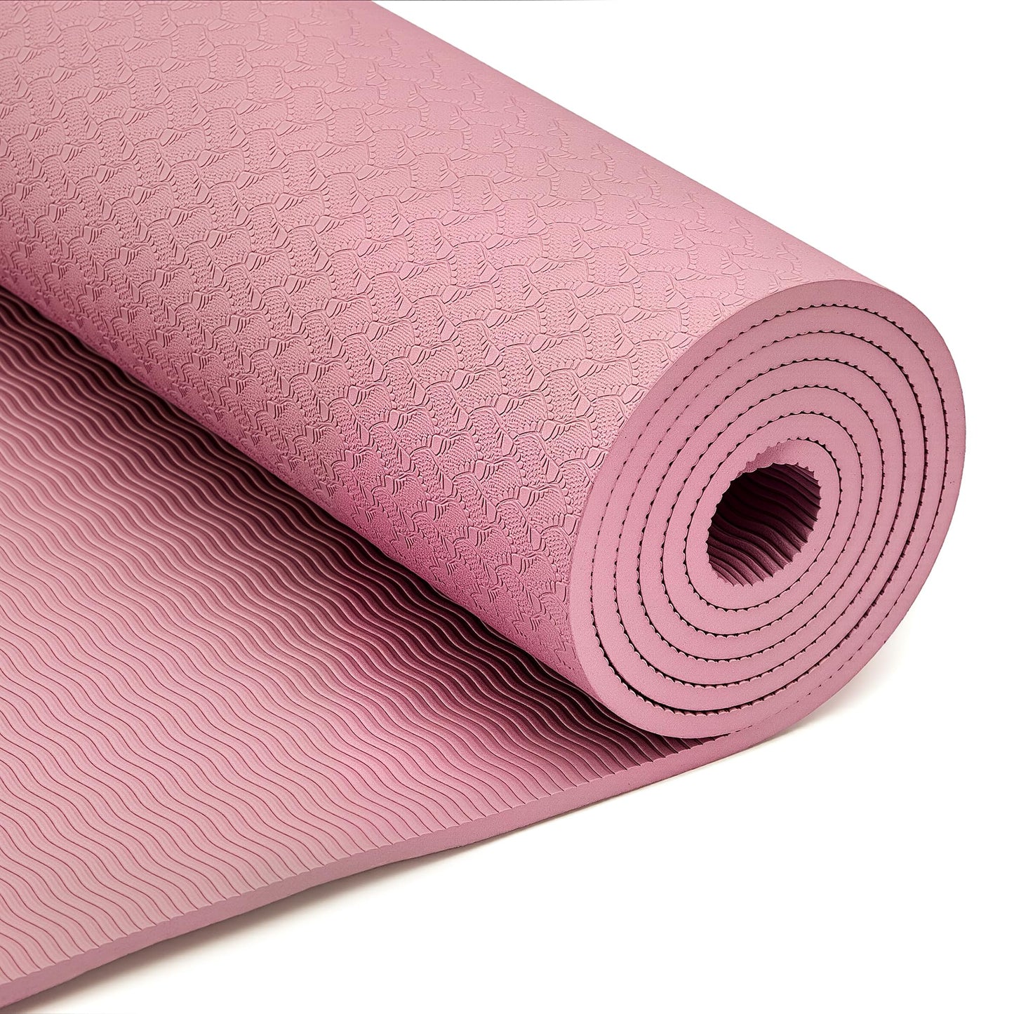 Amazon Basics 0.25-inch Thick TPE Exercise Yoga Mat with Carrying Strap, Non-Slip, 73.6" x 24", Plum
