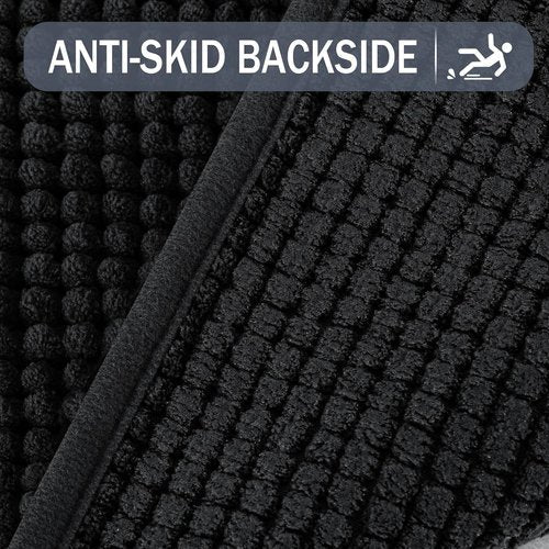 Exclusivo Mezcla Bath Rugs Mat - Extra Soft, Absorbent Chenille | Quick Dry, Machine Washable, 24x36, Black