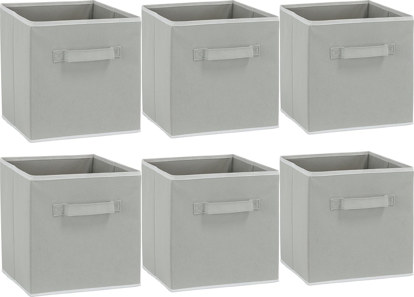 Simple Houseware Foldable Cube Storage Bins - 11-Inch Gray Fabric Organizer | 6-Pack for Closet & Shelves
