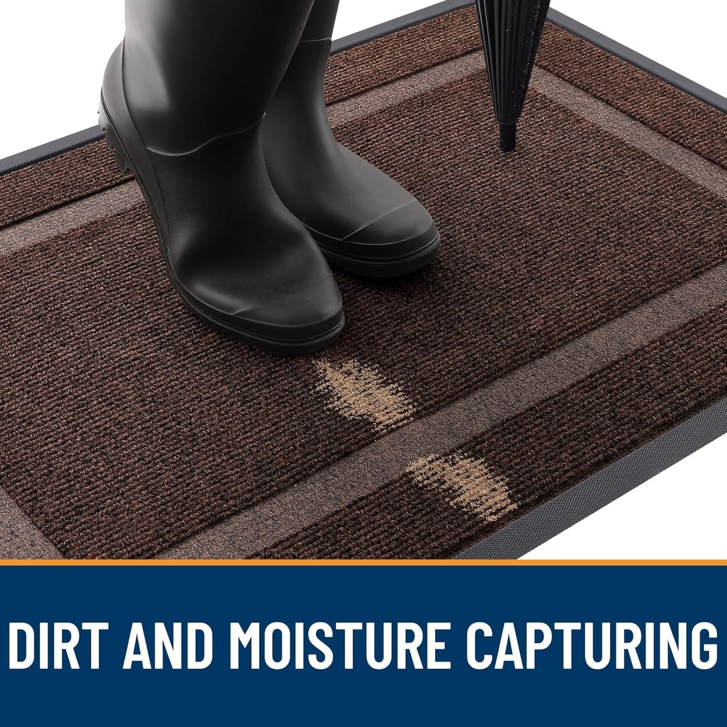 OLANLY Waterproof Front Door Mat - All-Season, Fade Resistant, Easy Clean, 47x32, Dark Brown