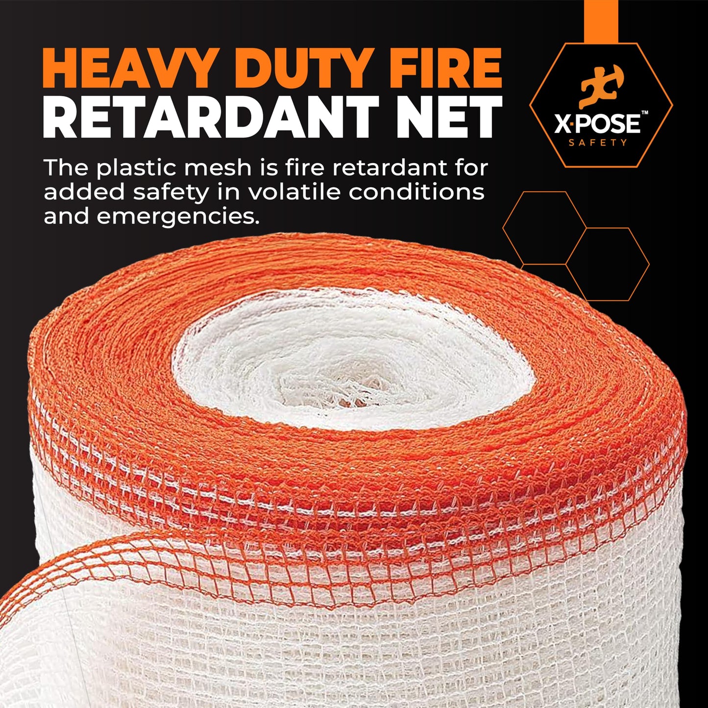 Xpose Safety Construction Safety Netting – 8.5' x 150', 1/4" Mesh Scaffold Safety Net, Temporary Material Roll, Visibility Fence, Heavy-Duty Fire Retardant, White