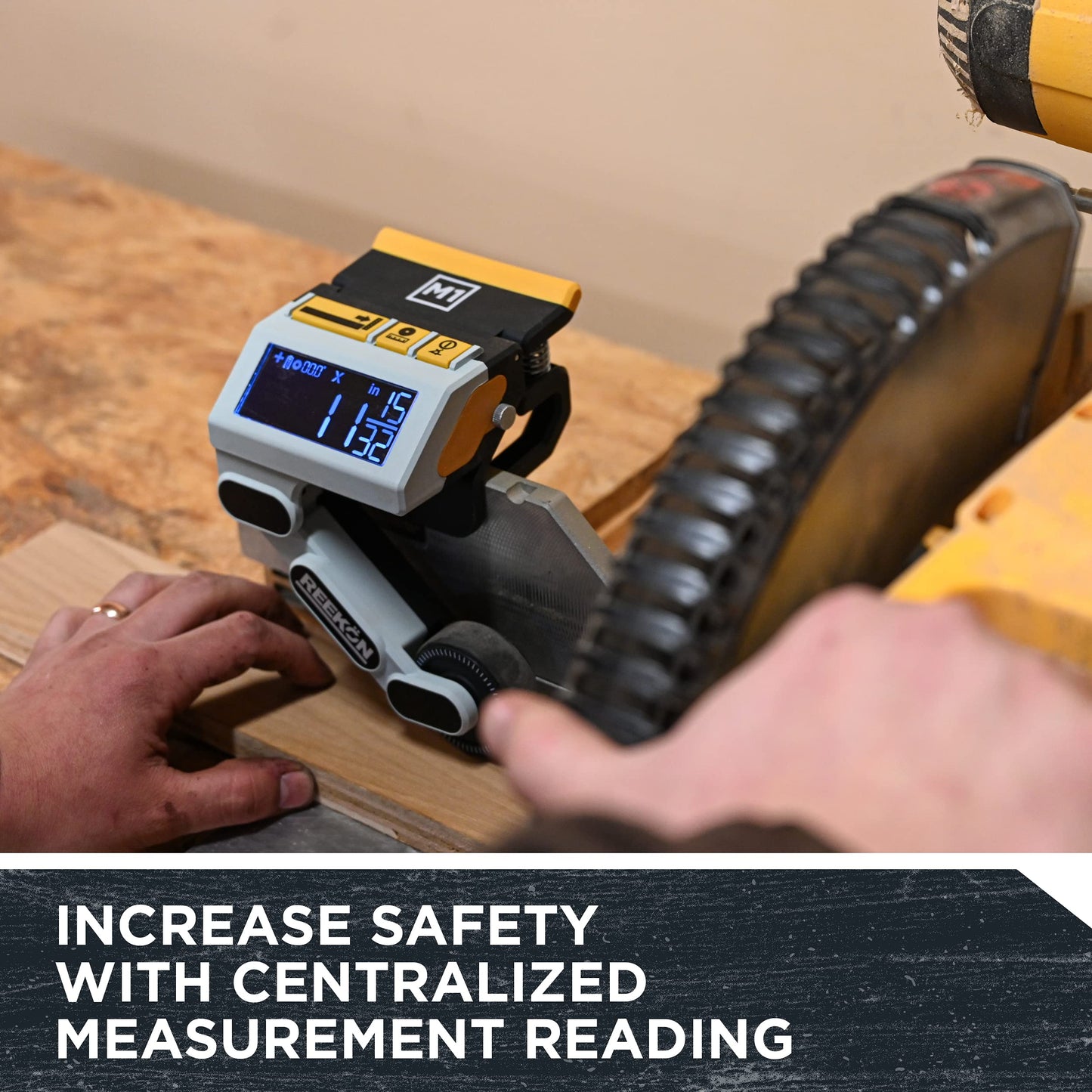 REEKON M1 Caliber Measuring Tool for Miter Saws – Eliminates Need to Measure & Mark Materials, Reduces Cut Time and Increases Safety, Measures Flat & Round Materials