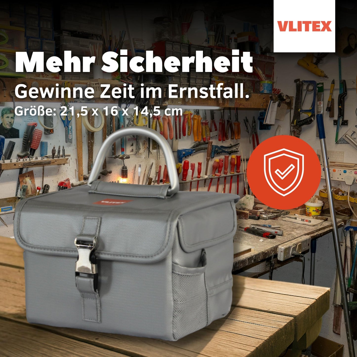 VLITEX Lithium Battery Storage Box L (Large) | Engineered in Germany | Fireproof E-Fiberglass & Silicone Blend | Certified Lipo Safe Bag Container
