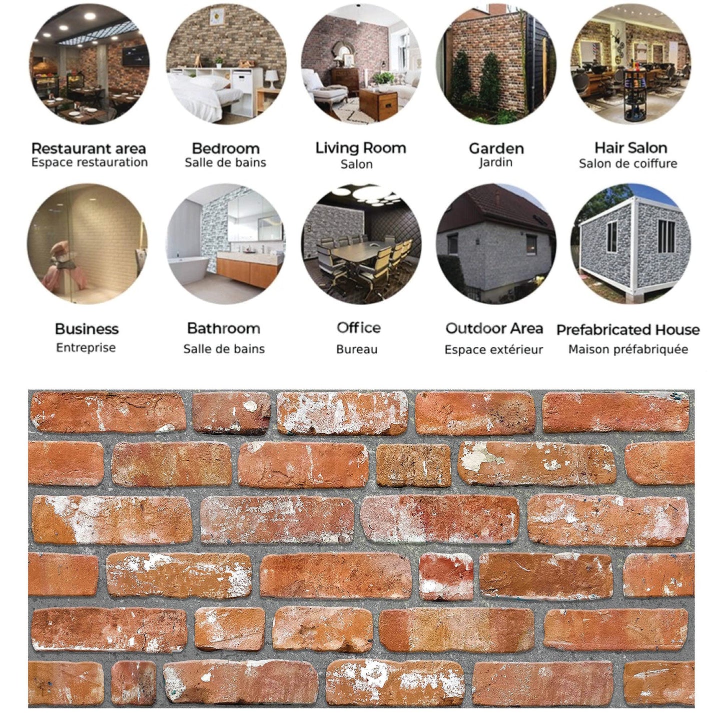 Dundee Deco 3D Wall Panels Faux Brick - Cladding, Red Orange Stone Look Wall Paneling, Styrofoam Facing for Living Room, Kitchen, Bathroom, Balcony, Bedroom, Set of 5, Covers 27 sq ft