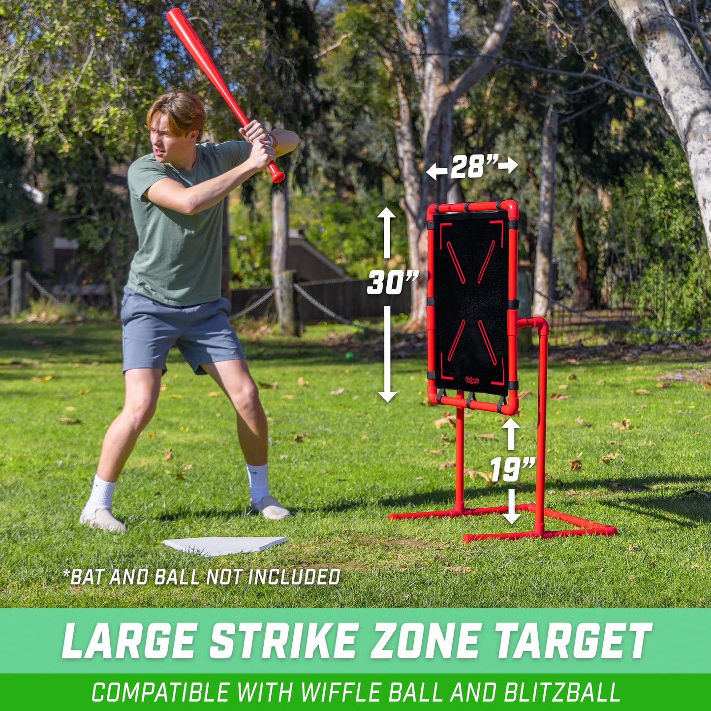 GoSports Baseball Strike Zone Target for Plastic Balls - Compatible with Blitzball and Wiffle Ball