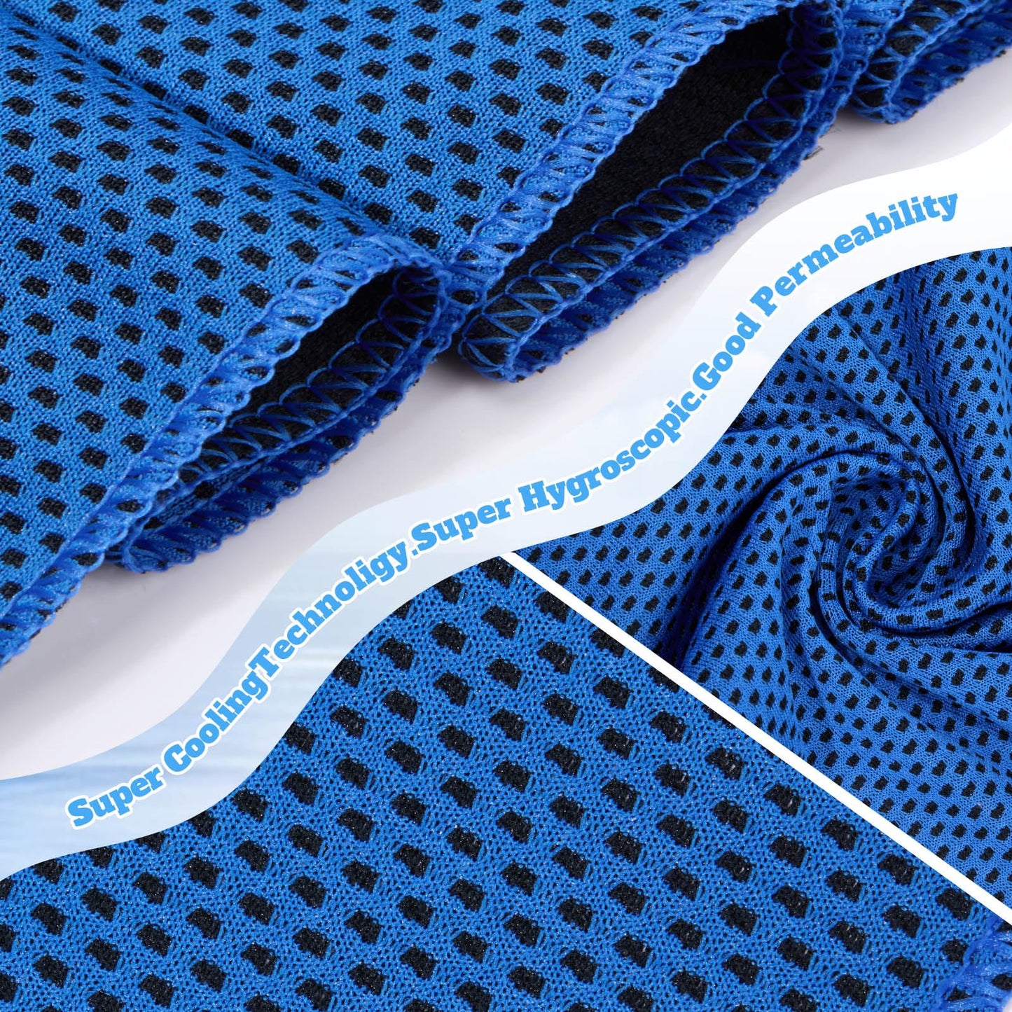 Honoson 60 Pcs Cooling Towel Bulk - 28" x 16" Neck & Face Cool Chilly Towels Microfiber Breathable Sport Sweat Rag for Gym, Yoga, Travel, Camping, Running, Outdoor(Gray Blue White)