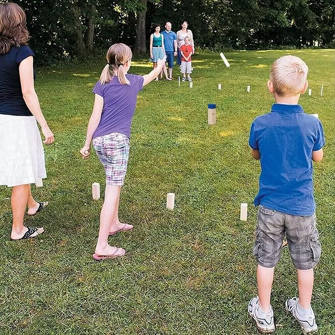 Pointyard Kubb Yard Game Set, Kubb Game Set with Carrying Bag - Wooden Toss Game Set for Outdoor Lawn Teenagers Adults Family