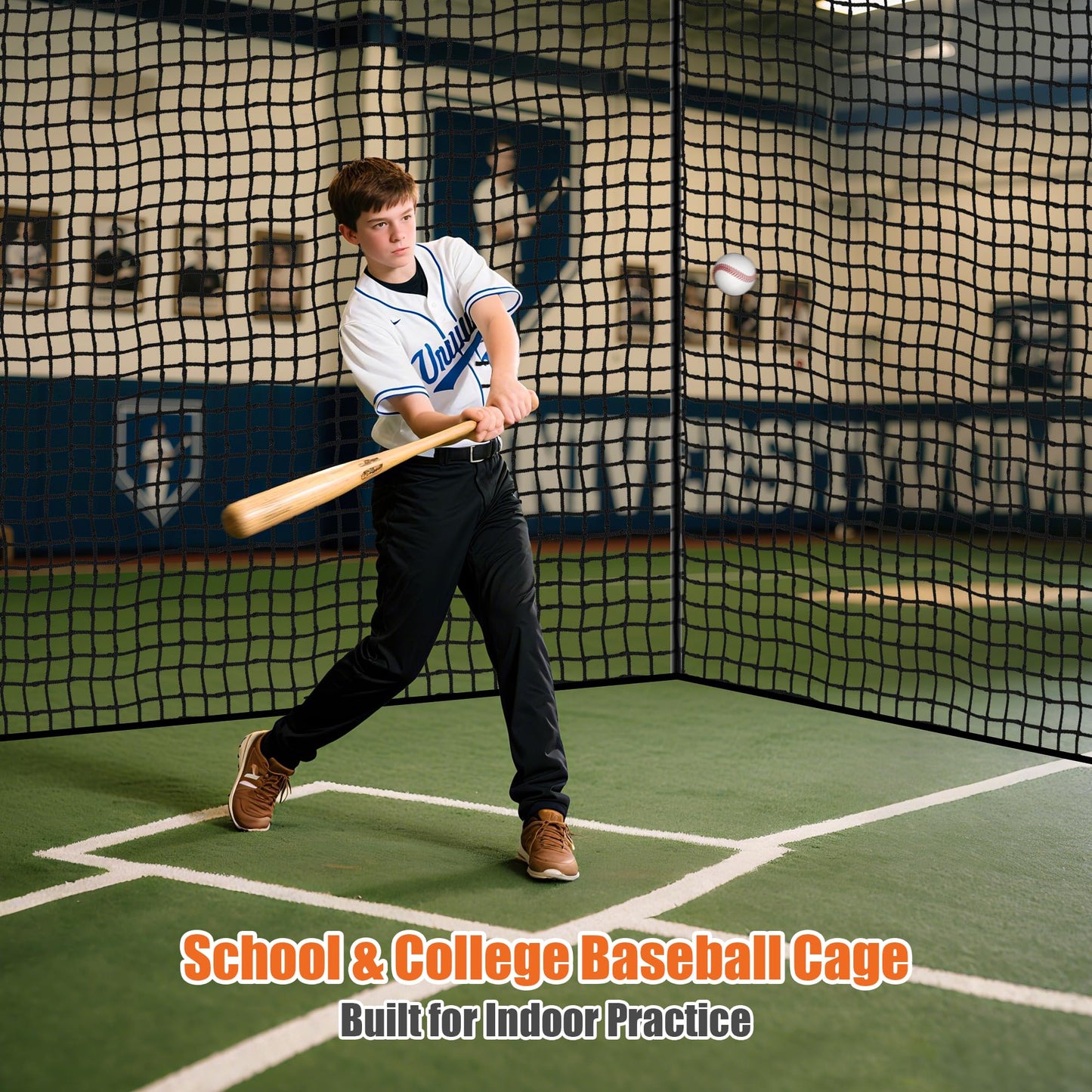 Heavy Duty Baseball Batting Cage Nets,ONLY NET,45#Baseball and Softball Cage Netting,35'/55' Fits Backyard or Team Training