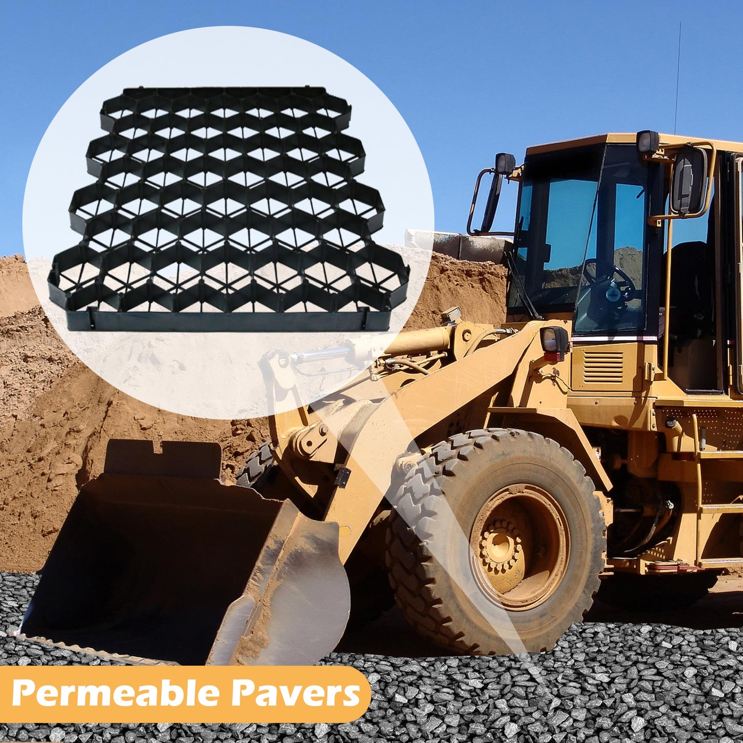 Goldshire 12 Units Permeable Pavers Gravel, Grass& Gravel Driveway System, Interlocked Pavers Gravel Grid Black PE Shed Base 1.6" Depth, 32 Sq Ft (12)