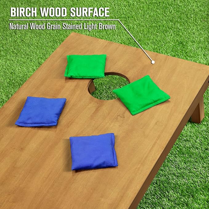 GoSports 4 ft x 2 ft Regulation Size Wooden Cornhole Boards Set - Includes Carrying Case - Full Regulation Size Bean Bag Toss Boards